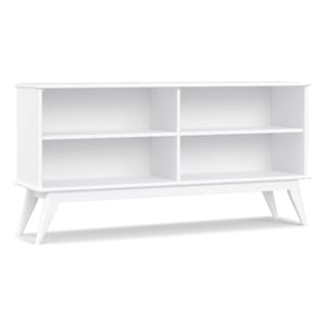 Scranton & Co Solid Wood Low Bookcase with 4 Shelves in White Finish