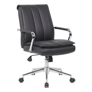 Scranton & Co Pillow-Top Task Chair with Chrome Arms and Base in Black