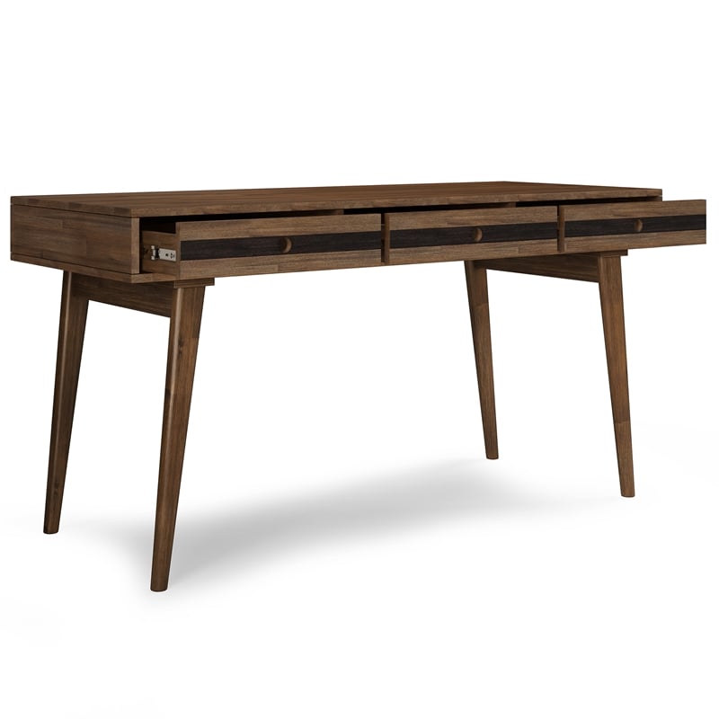Scranton & Co Solid Wood Desk with Drawers in Rustic Natural Aged Brown
