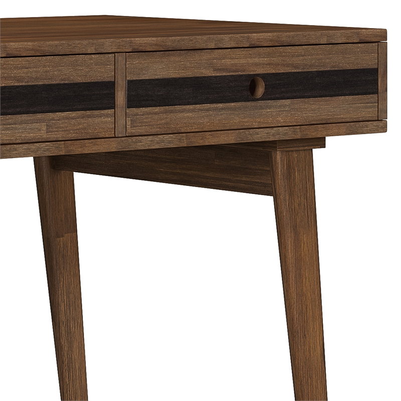 Scranton & Co Solid Wood Desk with Drawers in Rustic Natural Aged Brown