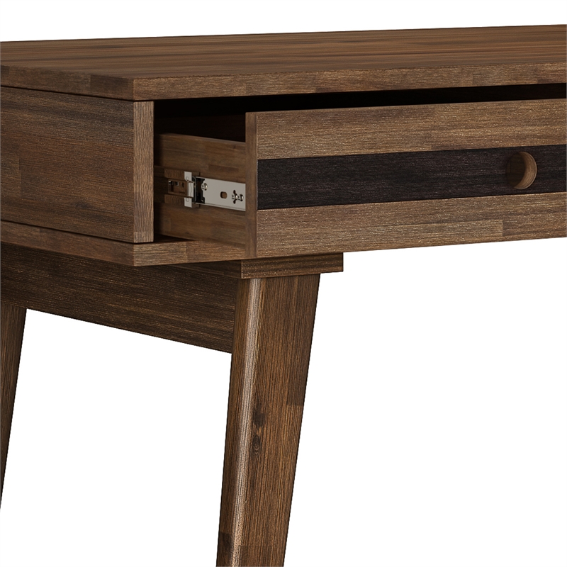 Scranton & Co Solid Wood Desk with Drawers in Rustic Natural Aged Brown