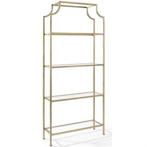 Scranton & Co 4 Shelf Etagere Bookcase in Antique Gold Metal Glass