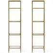 Scranton & Co Metal/Glass Etagere Bookcase Set in Soft Gold