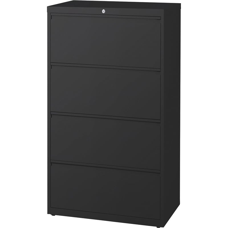 Scranton & Co 30-in Wide 4 Drawer Metal Lateral File Cabinet Black