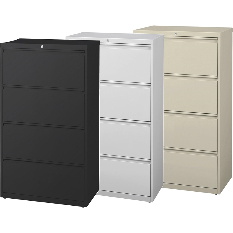 Scranton & Co 30-in Wide 4 Drawer Metal Lateral File Cabinet Black