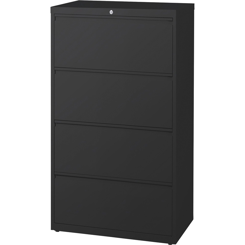 Scranton & Co 30-in Wide 4 Drawer Metal Lateral File Cabinet Black
