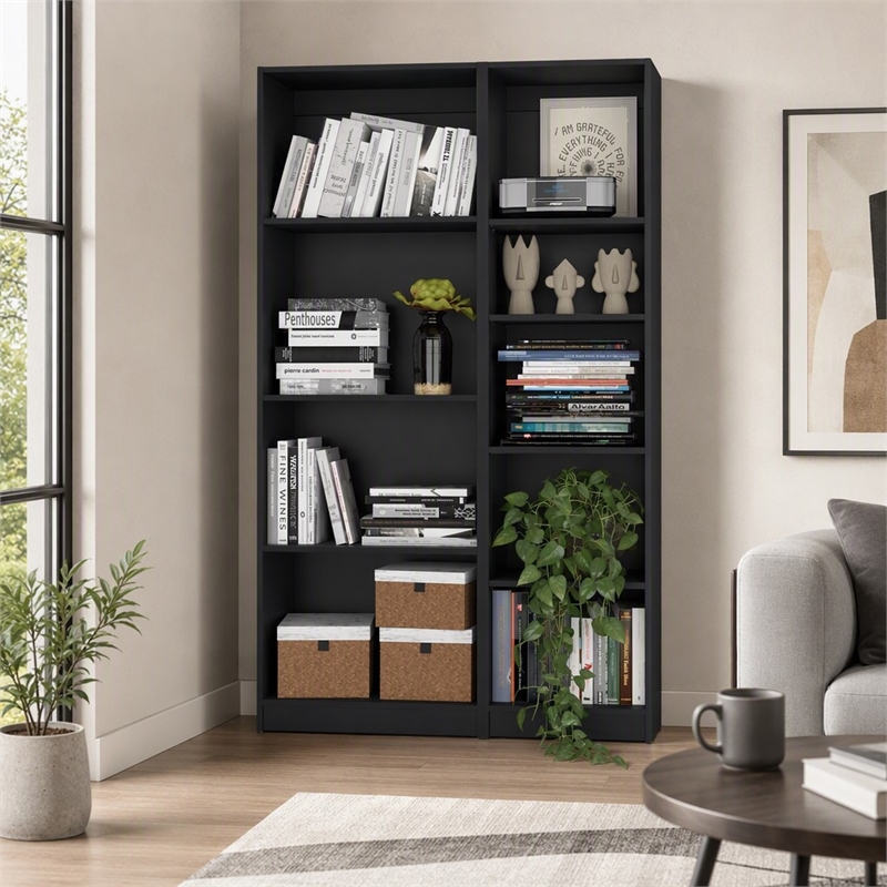 Scranton & Co Sutton 2 Piece Living Room Set in Black Engineered Wood