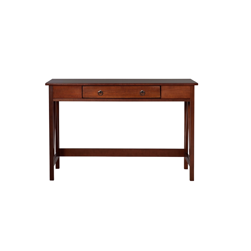 Scranton & Co Pine Wood 1 Drawer Desk in Antique Tobacco 46x20x30