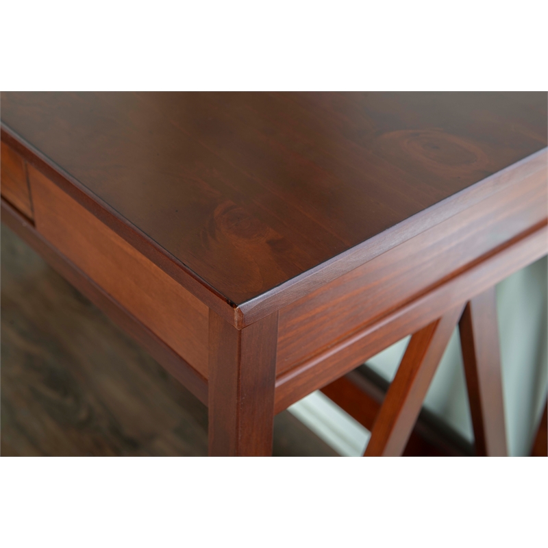 Scranton & Co Pine Wood 1 Drawer Desk in Antique Tobacco 46x20x30