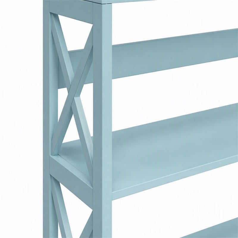 Scranton & Co Five-Tier Wood Bookcase in Sea Foam Blue Finish