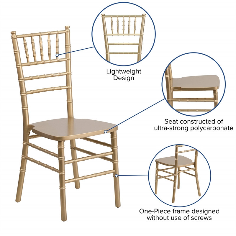 Scranton & Co Wood Chiavari Stacking Dining Chair in Gold