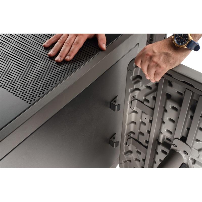 Scranton & Co Metal Teacher's WorkPod with Storage Cabinet in Charcoal Slate