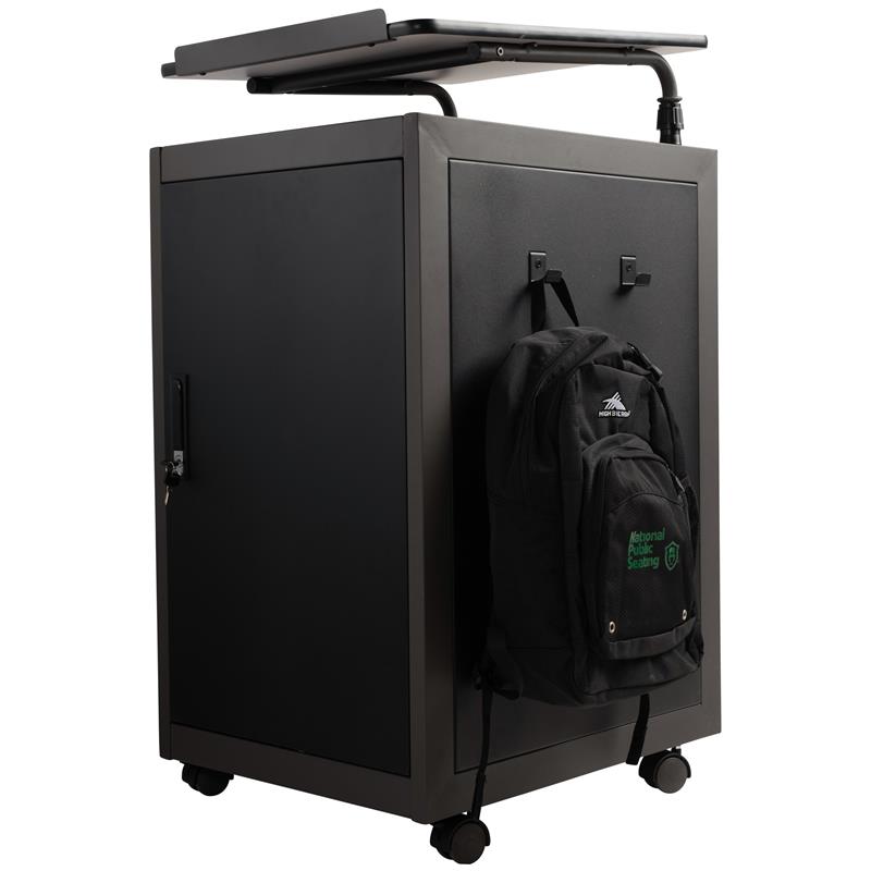 Scranton & Co Metal Teacher's WorkPod with Storage Cabinet in Charcoal Slate