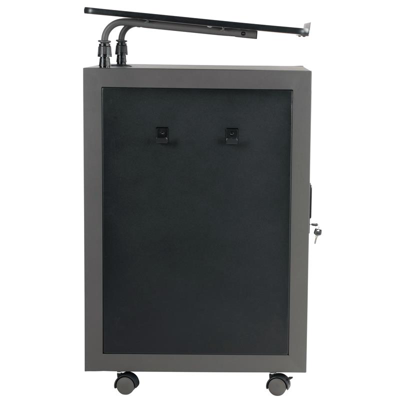 Scranton & Co Metal Teacher's WorkPod with Storage Cabinet in Charcoal Slate