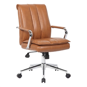 Scranton & Co Charlotte Pillow Top Vinyl Task Chair in Caramel