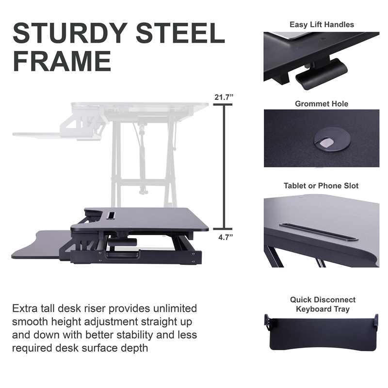 Scranton & Co 43 in Adjustable Height Standing Desk Converter Black