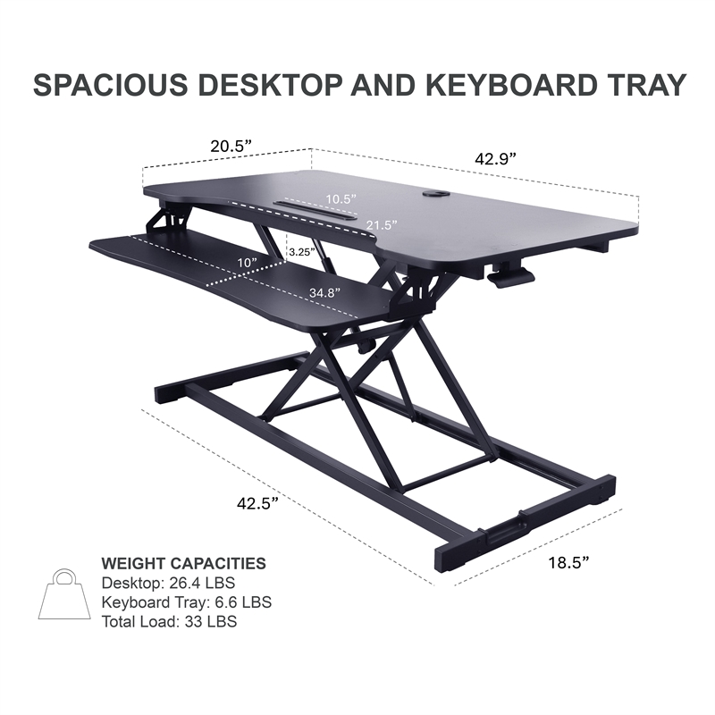 Scranton & Co 43 in Adjustable Height Standing Desk Converter Black
