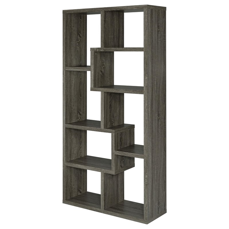 Scranton & Co 71-Inch 6-Shelf Wood Bookshelf in Weathered Gray