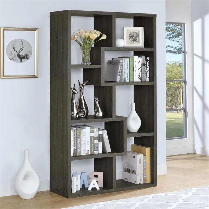 Scranton & Co 71-Inch 6-Shelf Wood Bookshelf in Weathered Gray