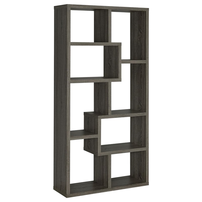 Scranton & Co 71-Inch 6-Shelf Wood Bookshelf in Weathered Gray