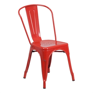 Scranton & Co Stackable Metal Dining Side Chair in Red with 500 lb Capacity