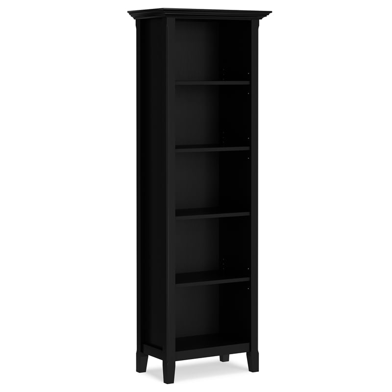 Scranton & Co Pine Wood TV Stand and Bookcase Set in Black for Small Spaces