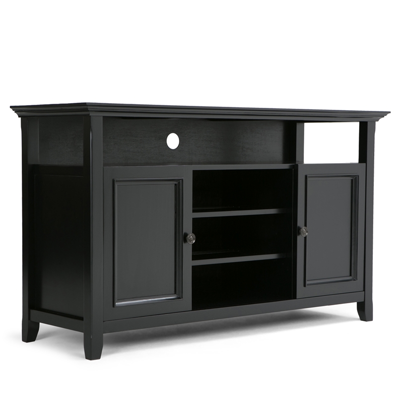 Scranton & Co Pine Wood TV Stand and Bookcase Set in Black for Small Spaces