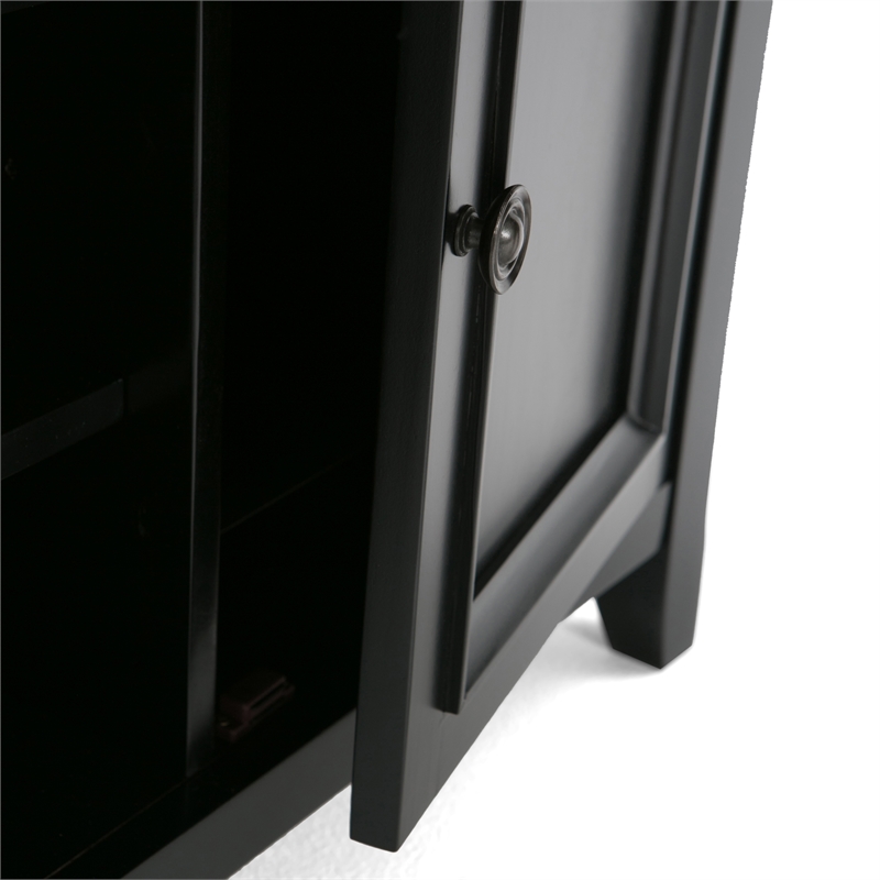 Scranton & Co Pine Wood TV Stand and Bookcase Set in Black for Small Spaces