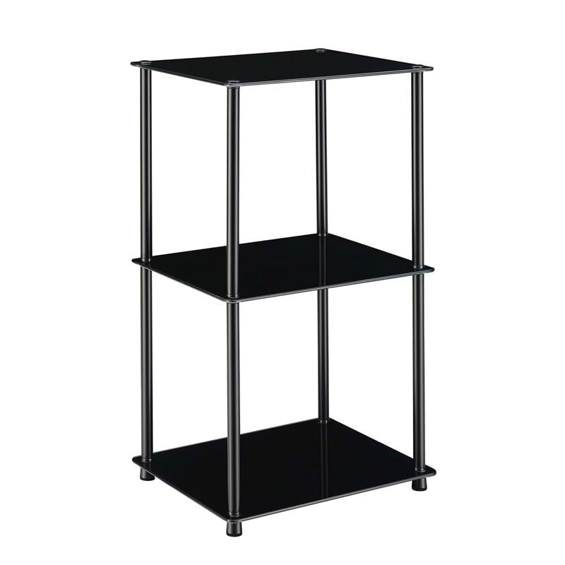Scranton & Co Classic Glass Three-Shelf Bookcase with Black Finish