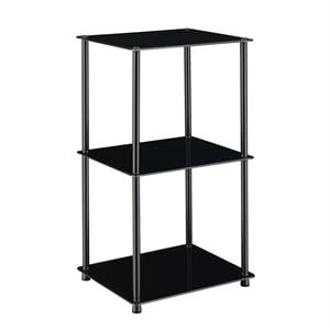 Scranton & Co Classic Glass Three-Shelf Bookcase with Black Finish