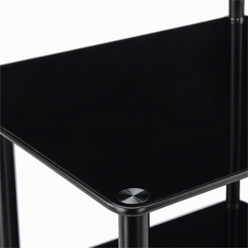 Scranton & Co Classic Glass Three-Shelf Bookcase with Black Finish