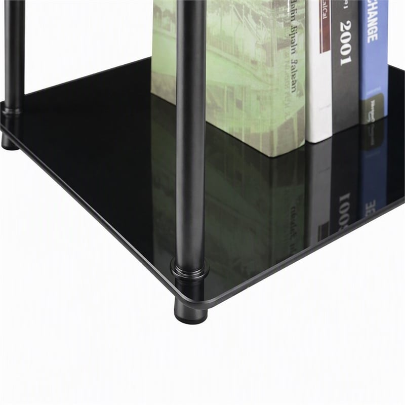Scranton & Co Classic Glass Three-Shelf Bookcase with Black Finish
