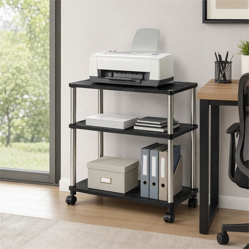 Scranton & Co Office Caddy with Black Finish and Rolling Casters