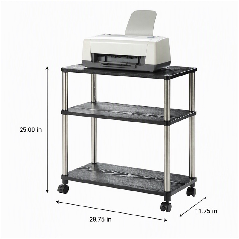 Scranton & Co Office Caddy with Black Finish and Rolling Casters