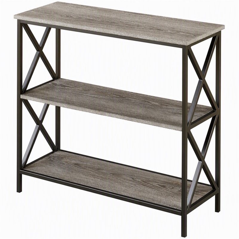 Scranton & Co Three-Tier Bookcase in Weathered Gray Finish