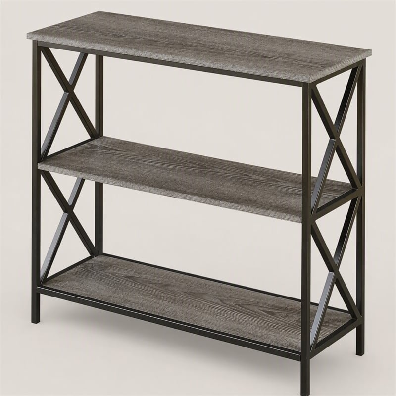 Scranton & Co Three-Tier Bookcase in Weathered Gray Finish