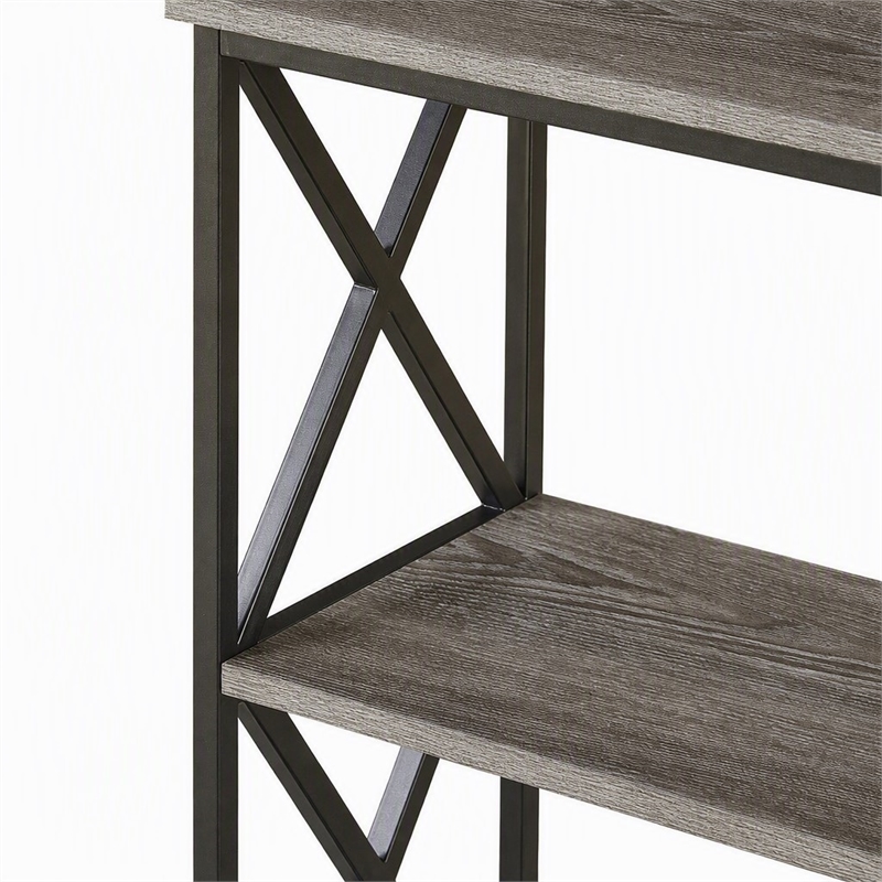 Scranton & Co Three-Tier Bookcase in Weathered Gray Finish