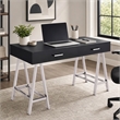 Scranton & Co 2-Drawer Rectangular Office Desk in Black and Chrome