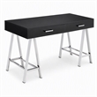 Scranton & Co 2-Drawer Rectangular Office Desk in Black and Chrome
