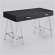 Scranton & Co 2-Drawer Rectangular Office Desk in Black and Chrome