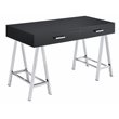 Scranton & Co 2-Drawer Rectangular Office Desk in Black and Chrome