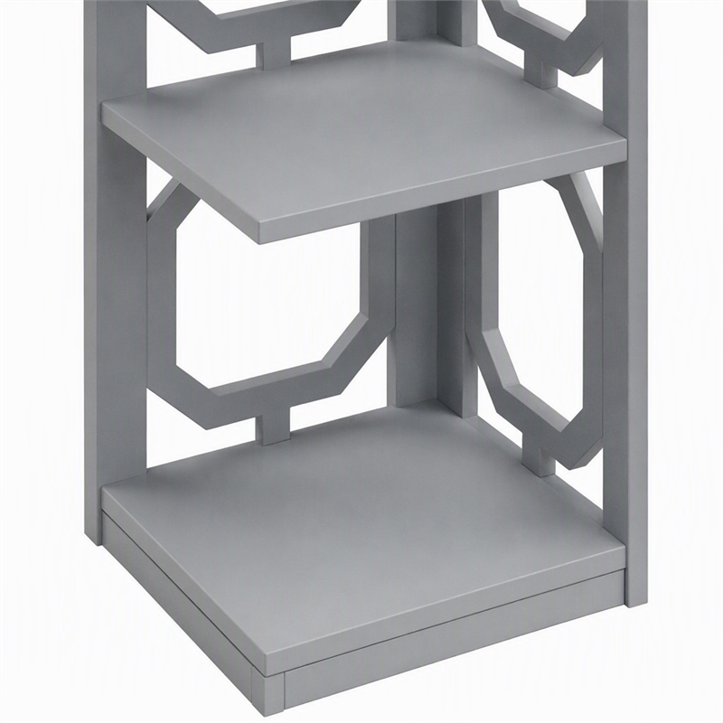Scranton & Co Omega Corner Bookcase with 3-Tiers in Gray Wood Finish