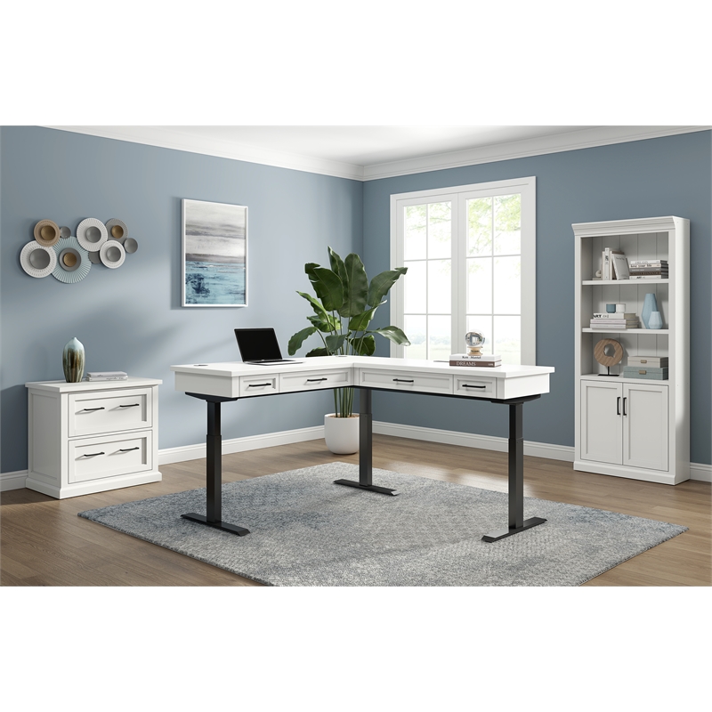 Scranton & Co Modern Wood Bookcase with Lower Doors in White