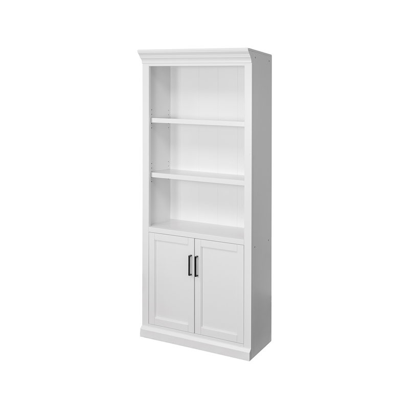 Scranton & Co Modern Wood Bookcase with Lower Doors in White