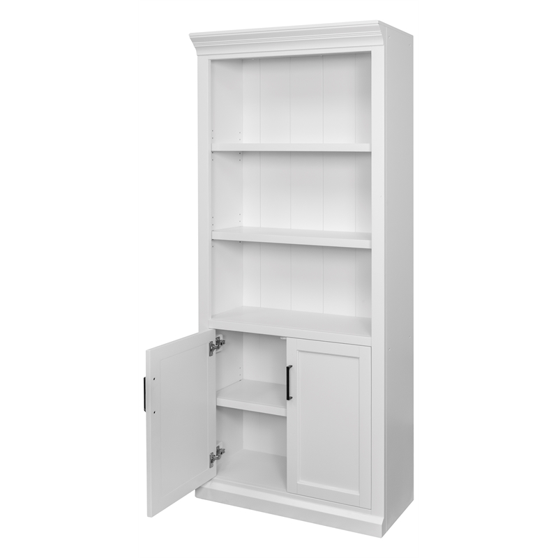 Scranton & Co Modern Wood Bookcase with Lower Doors in White