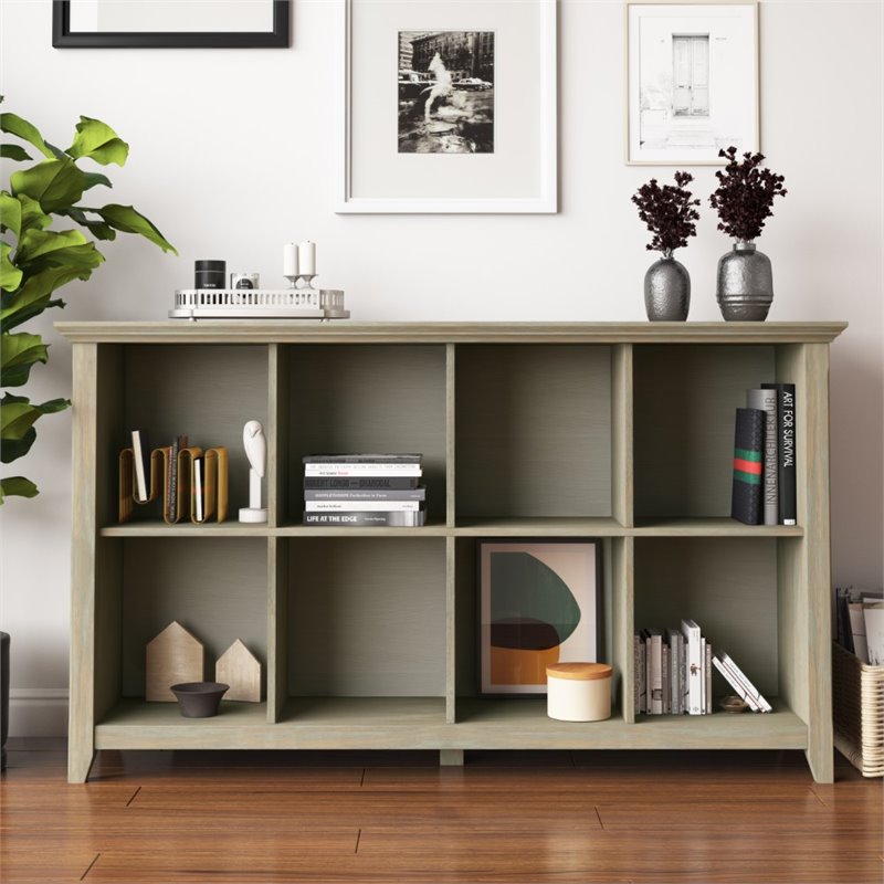 Scranton & Co 8-Cube Wood Sofa Table with Storage Distressed Gray