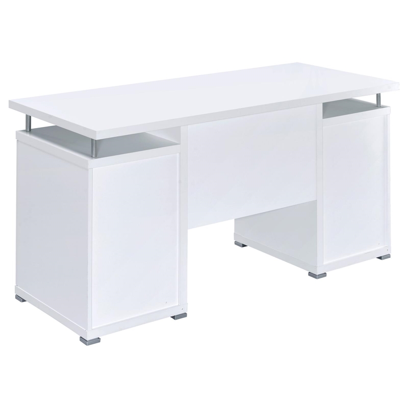 Scranton & Co 55-in 2-Drawer Wood Computer Desk in White Finish