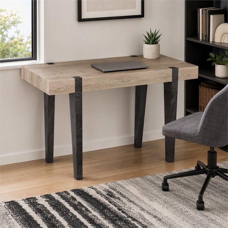 Scranton & Co Multipurpose Desk with Natural Finish and Black Inset Legs