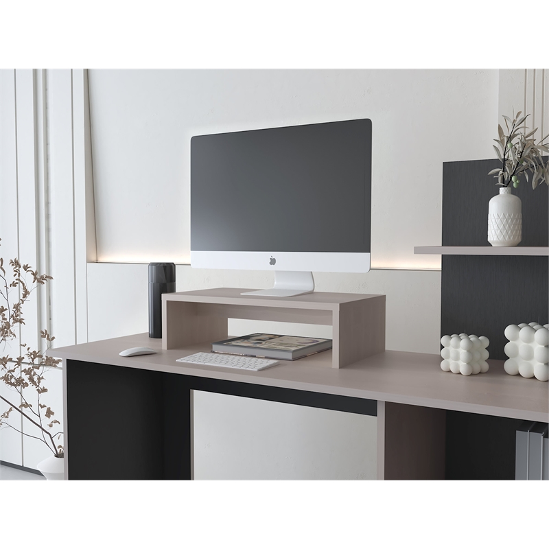 Scranton & Co Wooden Monitor Stand in White Oak Finish