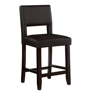 Hawthorne Collections Solid Wood Brown Counter Stool Rectangular Faux Leather Upholstered 24&quot Unassembled